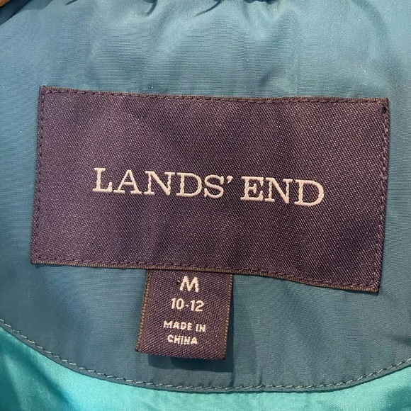 Lands End Medium Goose Down Puffer Vest zip teal green - Picture 4 of 9